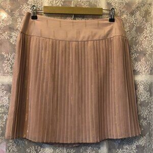 Ann Taylor LOFT Size 8 Pleated Skirt Pink Gold Shimmer Knee Length Lined New $69